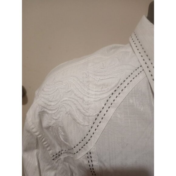 ROAR Buckle Enough Excuses Mens White Embroidered Long Sleeve Button Shirt Large - Picture 2 of 15